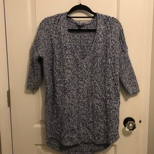 Express Blue and White Cable Knit Sweater